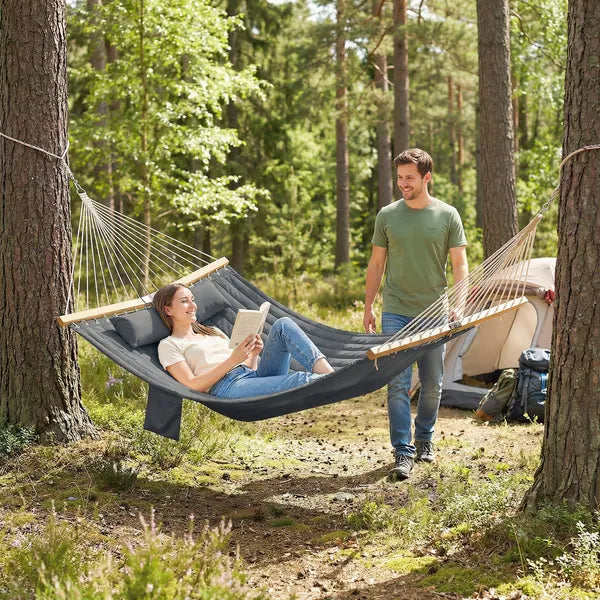 Outsunny Outdoor Hammock 2-Person, with Pillow and Pad, 440 lbs Capacity, Gray - product image 8