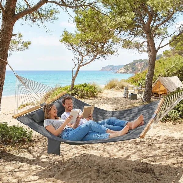 Outsunny Outdoor Hammock 2-Person, with Pillow and Pad, 440 lbs Capacity, Gray - product image 9