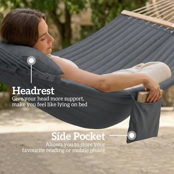 Outsunny Outdoor Hammock 2-Person, with Pillow and Pad, 440 lbs Capacity, Gray - product image 7