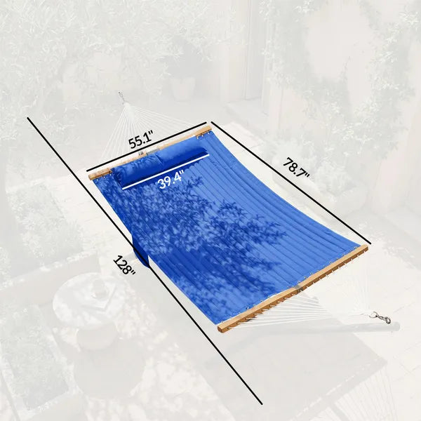 Outsunny Outdoor Hammock 2-Person, with Pillow and Pad, 440 lbs Capacity, Navy Blue - product image 3