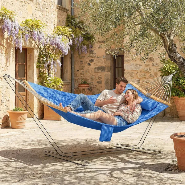 Outsunny Outdoor Hammock 2-Person, with Pillow and Pad, 440 lbs Capacity, Navy Blue - product image 2