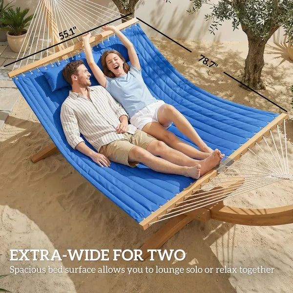 Outsunny Outdoor Hammock 2-Person, with Pillow and Pad, 440 lbs Capacity, Navy Blue - product image 5