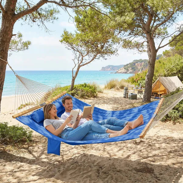 Outsunny Outdoor Hammock 2-Person, with Pillow and Pad, 440 lbs Capacity, Navy Blue - product image 9