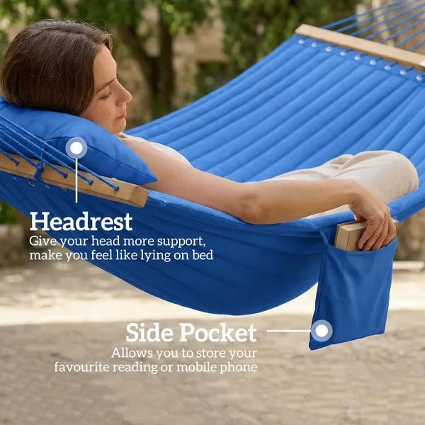 Outsunny Outdoor Hammock 2-Person, with Pillow and Pad, 440 lbs Capacity, Navy Blue - product image 7
