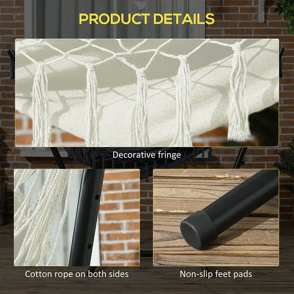 Outsunny Outdoor Hammock Chair with Stand, Swing Hanging Lounge, Cream White with Side Pocket and Headrest - product image 6