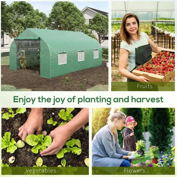 Outdoor High Tunnel Greenhouse, 11.5'x10'x6.5', Portable, with Windows, Deep Green - product image 7