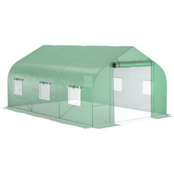 Outdoor High Tunnel Greenhouse, 11.5'x10'x6.5', Portable, with Windows, Deep Green - product image 1