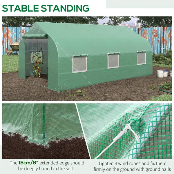 Outdoor High Tunnel Greenhouse, 11.5'x10'x6.5', Portable, with Windows, Deep Green - product image 6