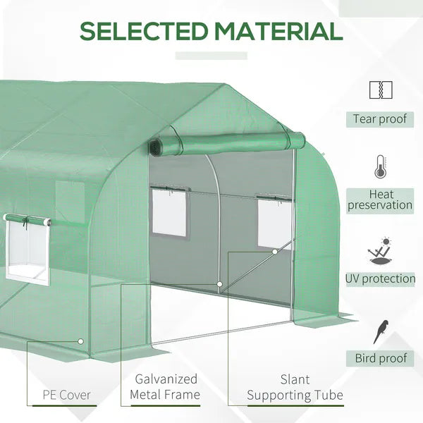 Outdoor High Tunnel Greenhouse, 11.5'x10'x6.5', Portable, with Windows, Deep Green - product image 4