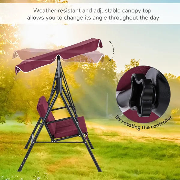 Outsunny Outdoor Patio Swing Chair with Adjustable Tilt Canopy and Removable Cushion, Red - product image 4