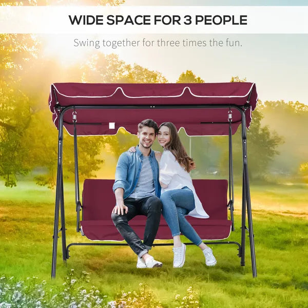 Outsunny Outdoor Patio Swing Chair with Adjustable Tilt Canopy and Removable Cushion, Red - product image 6