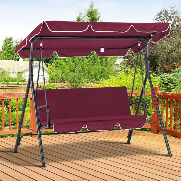 Outsunny Outdoor Patio Swing Chair with Adjustable Tilt Canopy and Removable Cushion, Red - product image 10