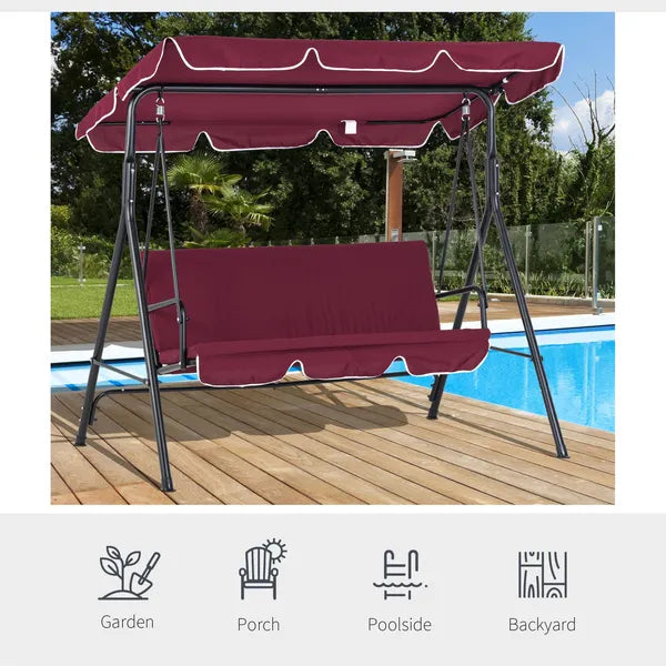 Outsunny Outdoor Patio Swing Chair with Adjustable Tilt Canopy and Removable Cushion, Red - product image 5