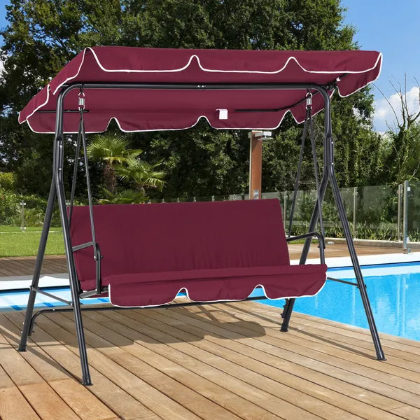 Outsunny Outdoor Patio Swing Chair with Adjustable Tilt Canopy and Removable Cushion, Red - product image 2