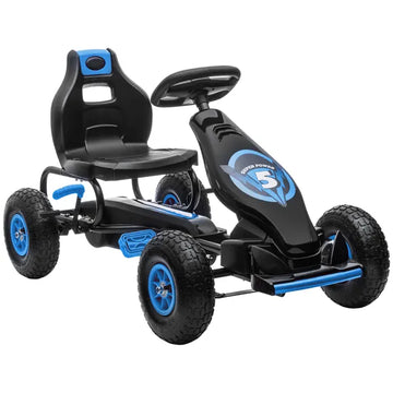Aosom Outdoor Pedal Go Kart for Kids with Adjustable Seat, Anti-Slip Wheels, Suspension, Hand Brake, Blue - product image 1