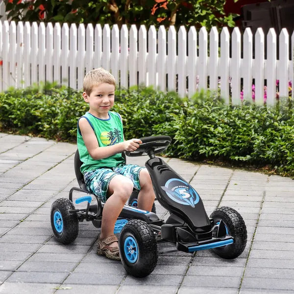 Aosom Outdoor Pedal Go Kart for Kids with Adjustable Seat, Anti-Slip Wheels, Suspension, Hand Brake, Blue - product image 2