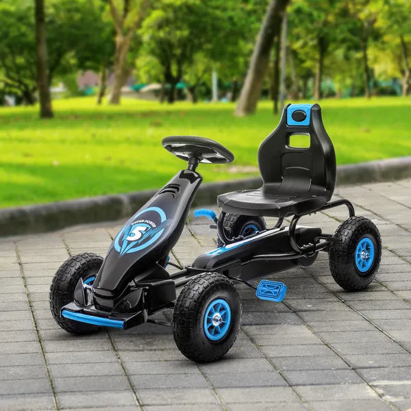 Aosom Outdoor Pedal Go Kart for Kids with Adjustable Seat, Anti-Slip Wheels, Suspension, Hand Brake, Blue - product image 10