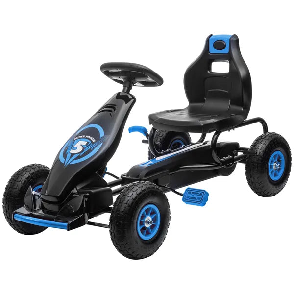 Aosom Outdoor Pedal Go Kart for Kids with Adjustable Seat, Anti-Slip Wheels, Suspension, Hand Brake, Blue - product image 11