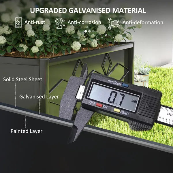 Outsunny Outdoor Planter Box Galvanized Raised Garden Bed with Trellis for Climbing Vines, 35.4" x 15.7" x 47.2", Black - product image 6