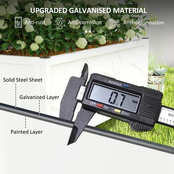 Outdoor Planter Box Galvanized Raised Garden Bed with Trellis for Climbing Vines, 35.4" x 15.7" x 47.2", White - product image 6