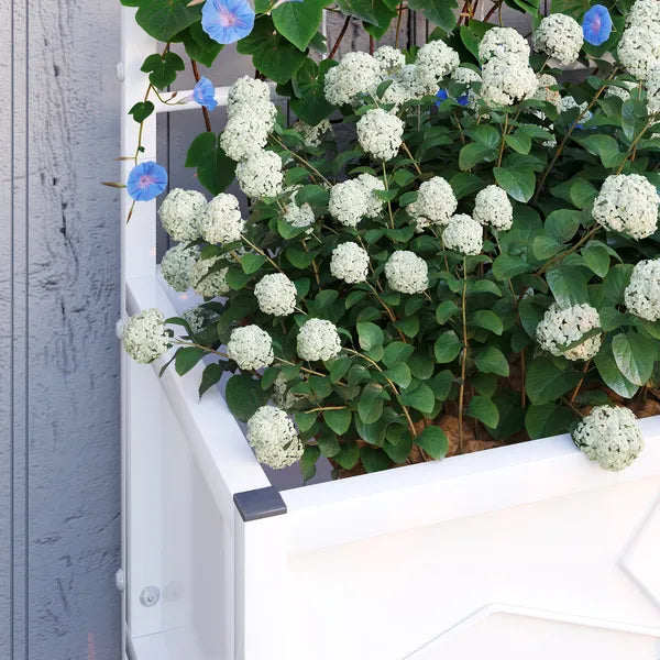 Outdoor Planter Box Galvanized Raised Garden Bed with Trellis for Climbing Vines, 35.4" x 15.7" x 47.2", White - product image 9