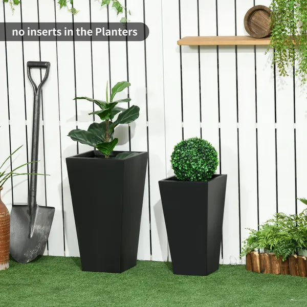 Outsunny Outdoor Planter Set 2-Pack MgO Flower Pots Black with Drainage Entryway Patio Yard Garden - product image 10