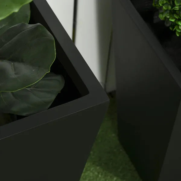 Outsunny Outdoor Planter Set 2-Pack MgO Flower Pots Black with Drainage Entryway Patio Yard Garden - product image 7