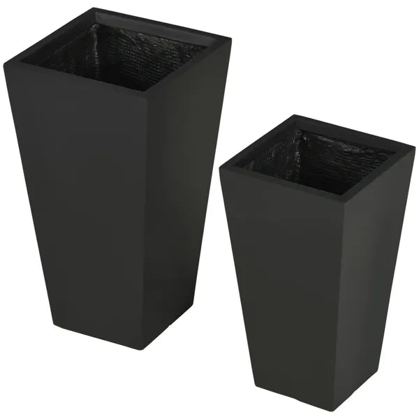 Outsunny Outdoor Planter Set 2-Pack MgO Flower Pots Black with Drainage Entryway Patio Yard Garden - product image 8