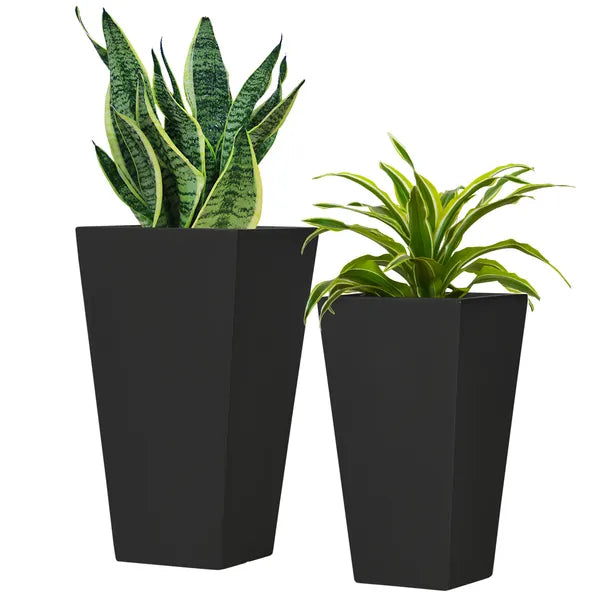 Outsunny Outdoor Planter Set 2-Pack MgO Flower Pots Black with Drainage Entryway Patio Yard Garden - product image 11