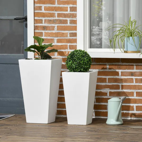Outdoor Planter Set 2-Pack MgO Flower Pots White Drainage for Garden Patio Yard Elegance - product image 10
