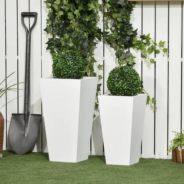 Outdoor Planter Set 2-Pack MgO Flower Pots White Drainage for Garden Patio Yard Elegance - product image 2
