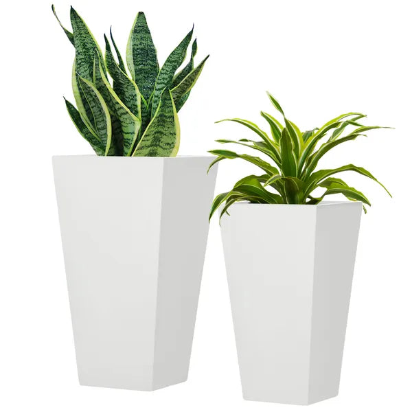 Outdoor Planter Set 2-Pack MgO Flower Pots White Drainage for Garden Patio Yard Elegance - product image 11