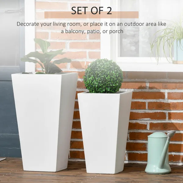 Outdoor Planter Set 2-Pack MgO Flower Pots White Drainage for Garden Patio Yard Elegance - product image 4
