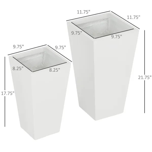 Outdoor Planter Set 2-Pack MgO Flower Pots White Drainage for Garden Patio Yard Elegance - product image 3