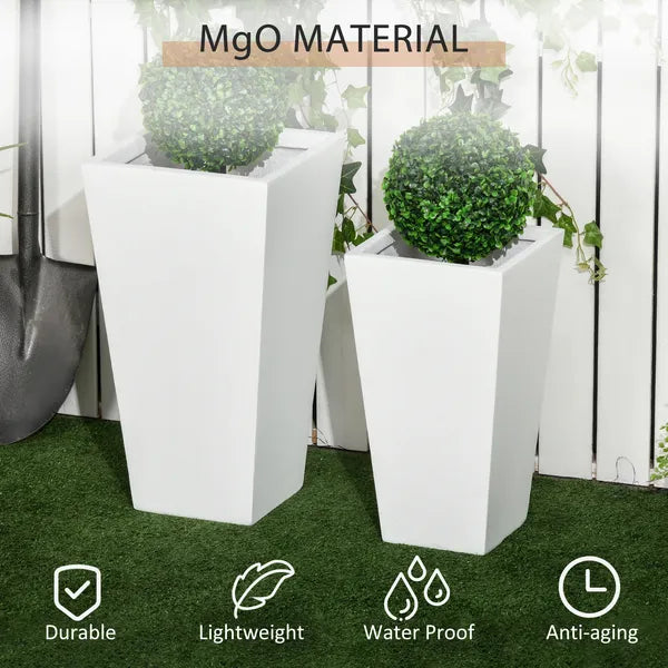 Outdoor Planter Set 2-Pack MgO Flower Pots White Drainage for Garden Patio Yard Elegance - product image 5