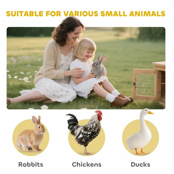 PawHut Outdoor Rabbit House 83" 2 Story Deluxe XL Wooden Rabbit Hutch Big Bunny Cage with Ladder and Run, Gray - product image 9
