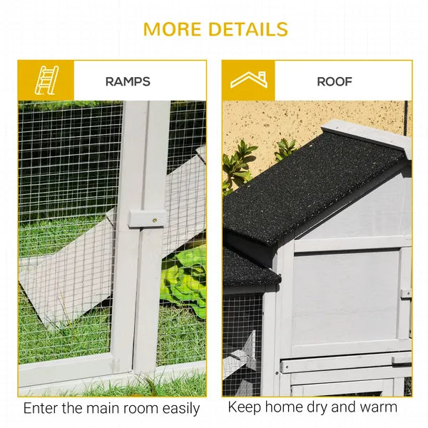 PawHut Outdoor Rabbit House 83" 2 Story Deluxe XL Wooden Rabbit Hutch Big Bunny Cage with Ladder and Run, Gray - product image 7