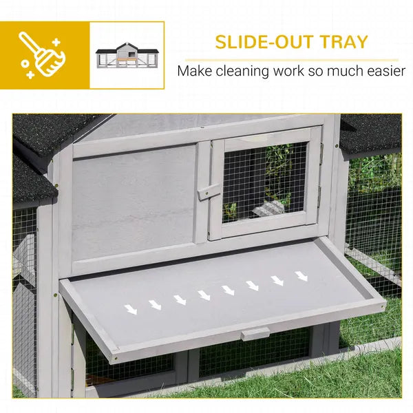 PawHut Outdoor Rabbit House 83" 2 Story Deluxe XL Wooden Rabbit Hutch Big Bunny Cage with Ladder and Run, Gray - product image 6