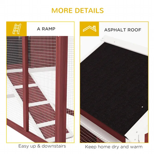 Outdoor Rabbit Hutch 48 Inch Bunny Cage with Waterproof Roof Run Removable Tray Ramp Brown - product image 7