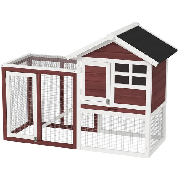 Outdoor Rabbit Hutch 48 Inch Bunny Cage with Waterproof Roof Run Removable Tray Ramp Brown - product image 11