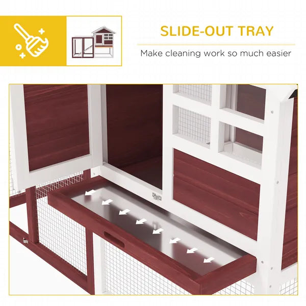 Outdoor Rabbit Hutch 48 Inch Bunny Cage with Waterproof Roof Run Removable Tray Ramp Brown - product image 6