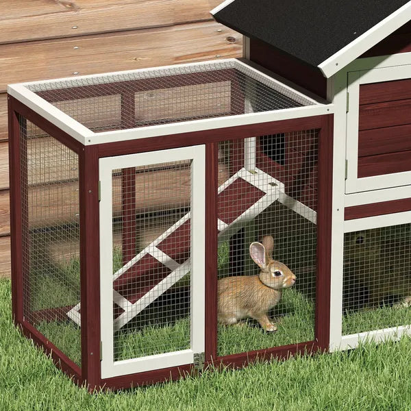 Outdoor Rabbit Hutch 48 Inch Bunny Cage with Waterproof Roof Run Removable Tray Ramp Brown - product image 8