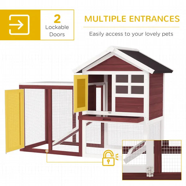 Outdoor Rabbit Hutch 48 Inch Bunny Cage with Waterproof Roof Run Removable Tray Ramp Brown - product image 5