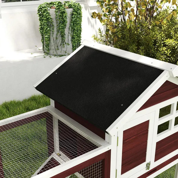Outdoor Rabbit Hutch 48 Inch Bunny Cage with Waterproof Roof Run Removable Tray Ramp Brown - product image 9
