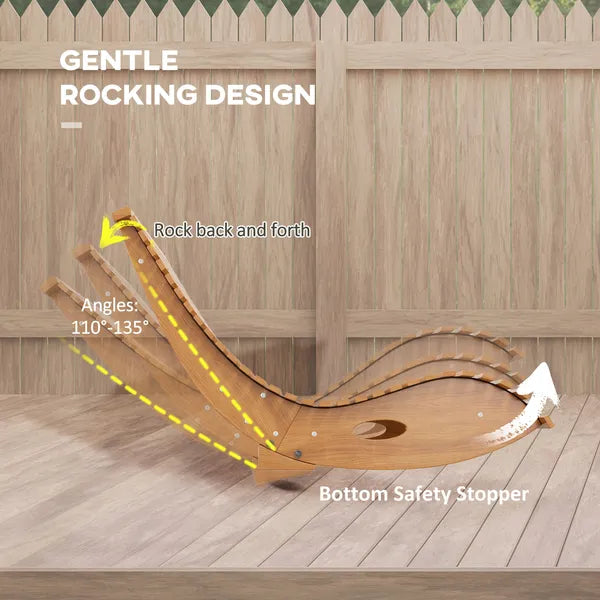 Outsunny Outdoor Rocking Chair with Slatted Seat Wooden 51.25" x 23.5" x 23.5" Teak for Relaxing Outdoors - product image 4