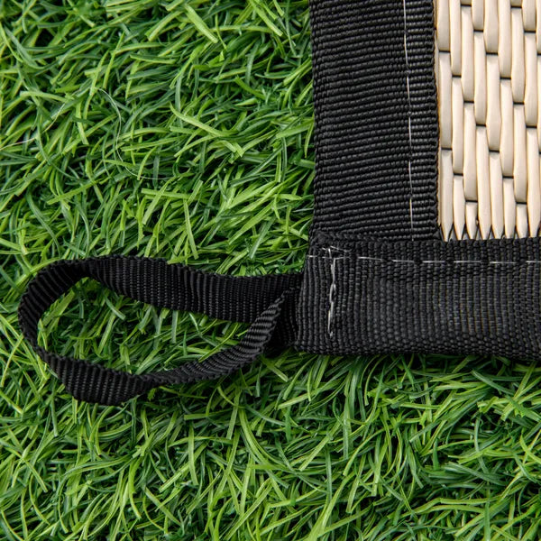 Outsunny Outdoor Rug 9x12 Modern Reversible Folding Plastic Four Straps for Backyard Deck Picnic Camping Black Beige - product image 10
