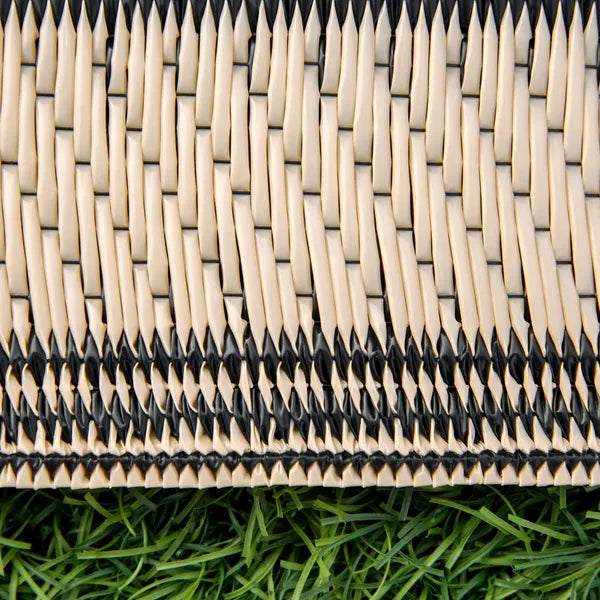 Outsunny Outdoor Rug 9x12 Modern Reversible Folding Plastic Four Straps for Backyard Deck Picnic Camping Black Beige - product image 13