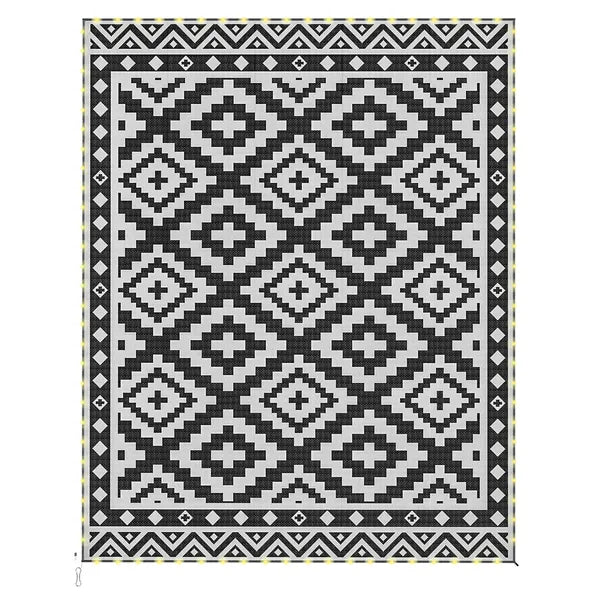 Outsunny Outdoor Rug Carpet Reversible Plastic Straw Rug with LED Lights Black and White 10' x 8' for Patio - product image 1