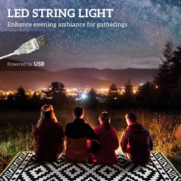 Outsunny Outdoor Rug Carpet Reversible Plastic Straw Rug with LED Lights Black and White 10' x 8' for Patio - product image 4