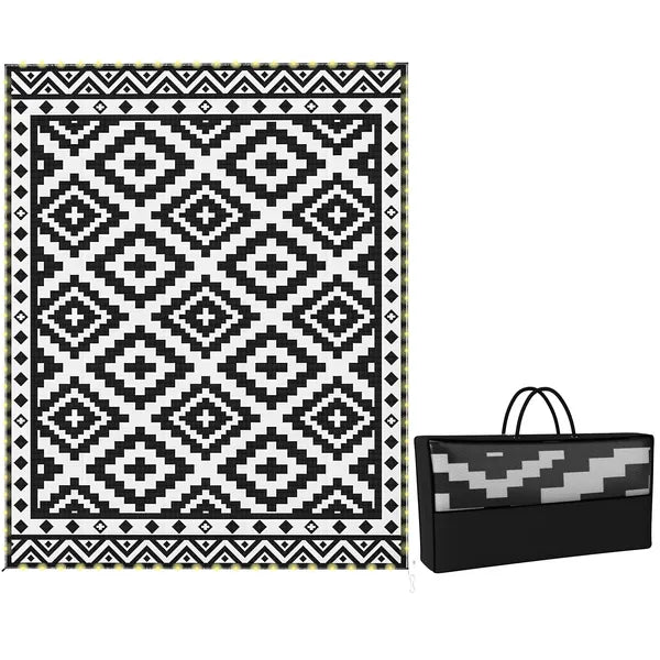 Outsunny Outdoor Rug Carpet Reversible Plastic Straw Rug with LED Lights Black and White 10' x 8' for Patio - product image 11